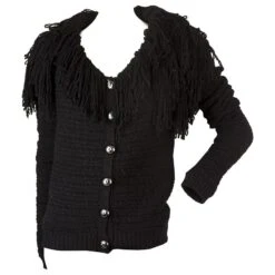 Christian Dior Black Fringe Collar Wool Alpaga Knit Cardigan Jacket US4 IT40 GB8 Noir -Outlet Élégance DIOR 169207 6