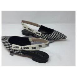 Ballerine DIOR J'ADIOR En Laine Pied De Poule, Ruban Brodé Noir Blanc 9 Ballerine DIOR J'ADIOR En Laine Pied De Poule, Ruban Brodé Noir Blanc -Outlet Élégance DIOR 184007 3