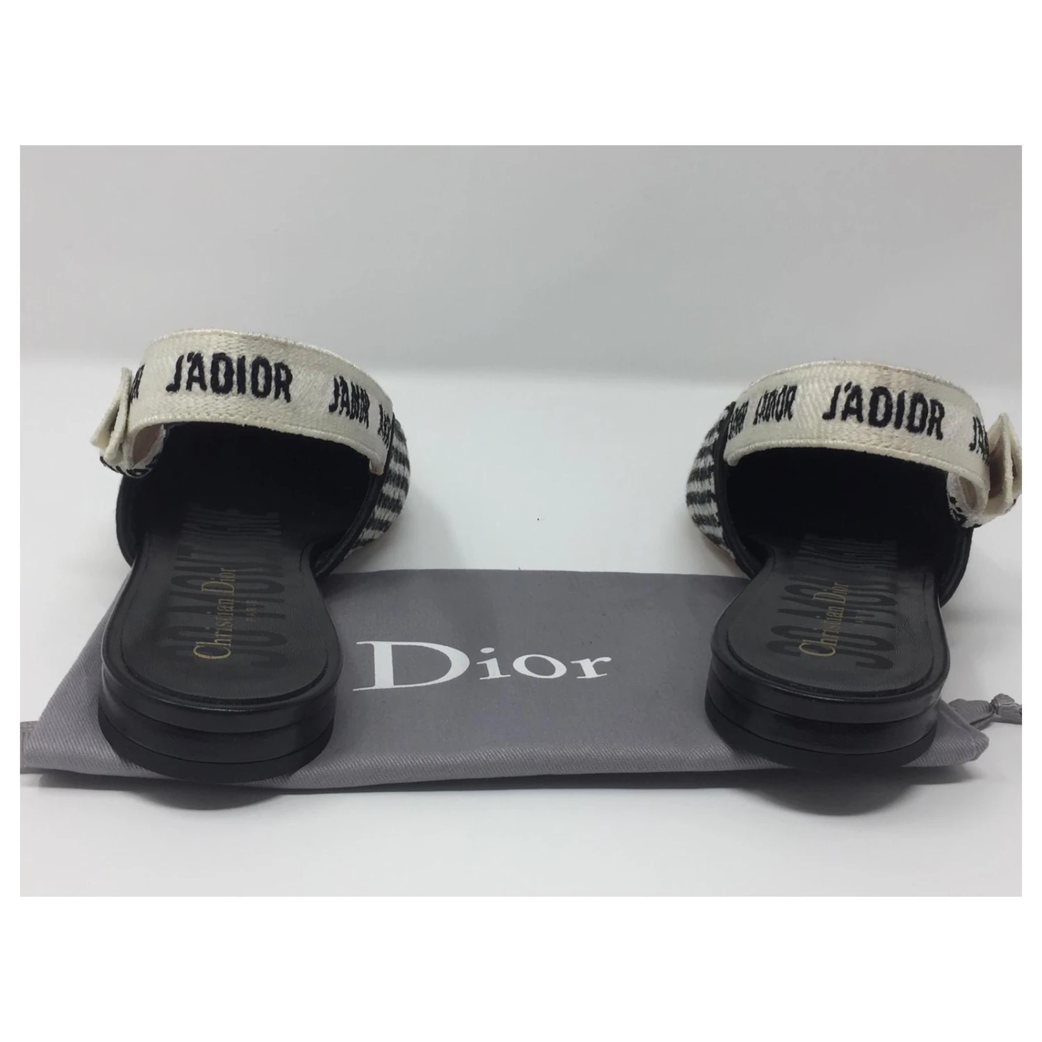 Ballerine DIOR J'ADIOR En Laine Pied De Poule, Ruban Brodé Noir Blanc 5 Ballerine DIOR J'ADIOR En Laine Pied De Poule, Ruban Brodé Noir Blanc – Image 5