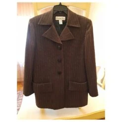 Auth Christian Dior Femmes Veste De Costume En Laine Taille US 6 Excellent état Marron -Outlet Élégance DIOR 278535 4