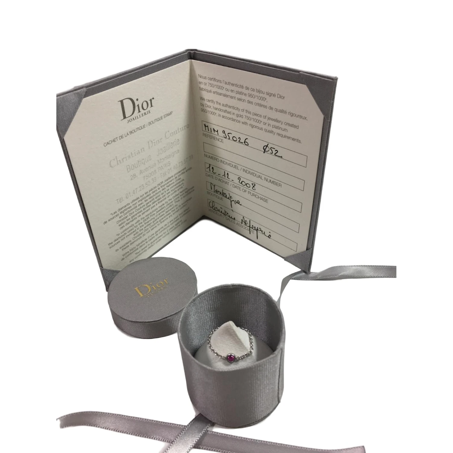 Christian Dior Mimioui Or Blanc Et Saphir Rose Argenté 2 Christian Dior Mimioui Or Blanc Et Saphir Rose Argenté – Image 2