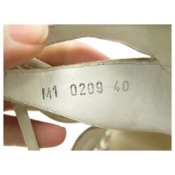 NEUF CHAUSSURES CHRISTIAN DIOR SANDALES TALONS SAFARI 40 CUIR CROCO SHOES Écru -Outlet Élégance DIOR 311289 7