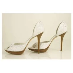 Christian Dior Blanc Woven Leather Peep Toe Pumps Platform Shoes Sz 39 -Outlet Élégance DIOR 368035 5