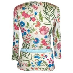 Pull Dior En Maille De Soie Motif Fleuri Avec Ourlet évasé Multicolore -Outlet Élégance DIOR 399299 3