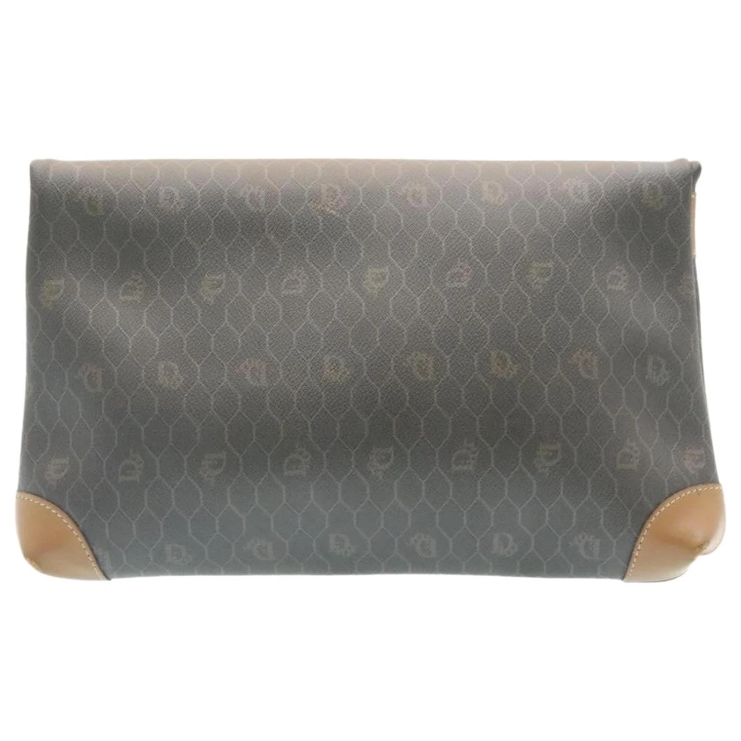 Christian Dior Honeycomb Canvas Pochette PVC Cuir Noir Auth Ar5164 2 Christian Dior Honeycomb Canvas Pochette PVC Cuir Noir Auth Ar5164 – Image 2