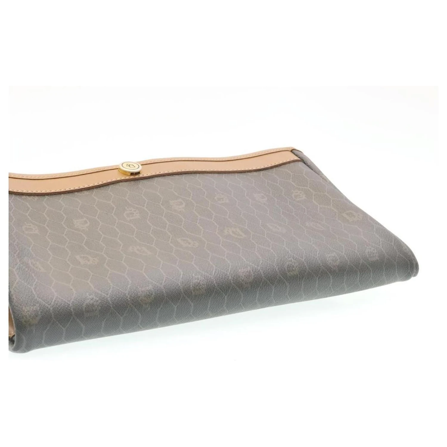 Christian Dior Honeycomb Canvas Pochette PVC Cuir Noir Auth Ar5164 5 Christian Dior Honeycomb Canvas Pochette PVC Cuir Noir Auth Ar5164 – Image 5