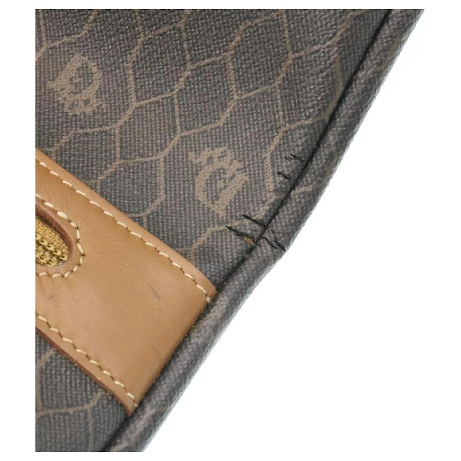 Christian Dior Honeycomb Canvas Pochette PVC Cuir Noir Auth Ar5164 8 Christian Dior Honeycomb Canvas Pochette PVC Cuir Noir Auth Ar5164 – Image 8