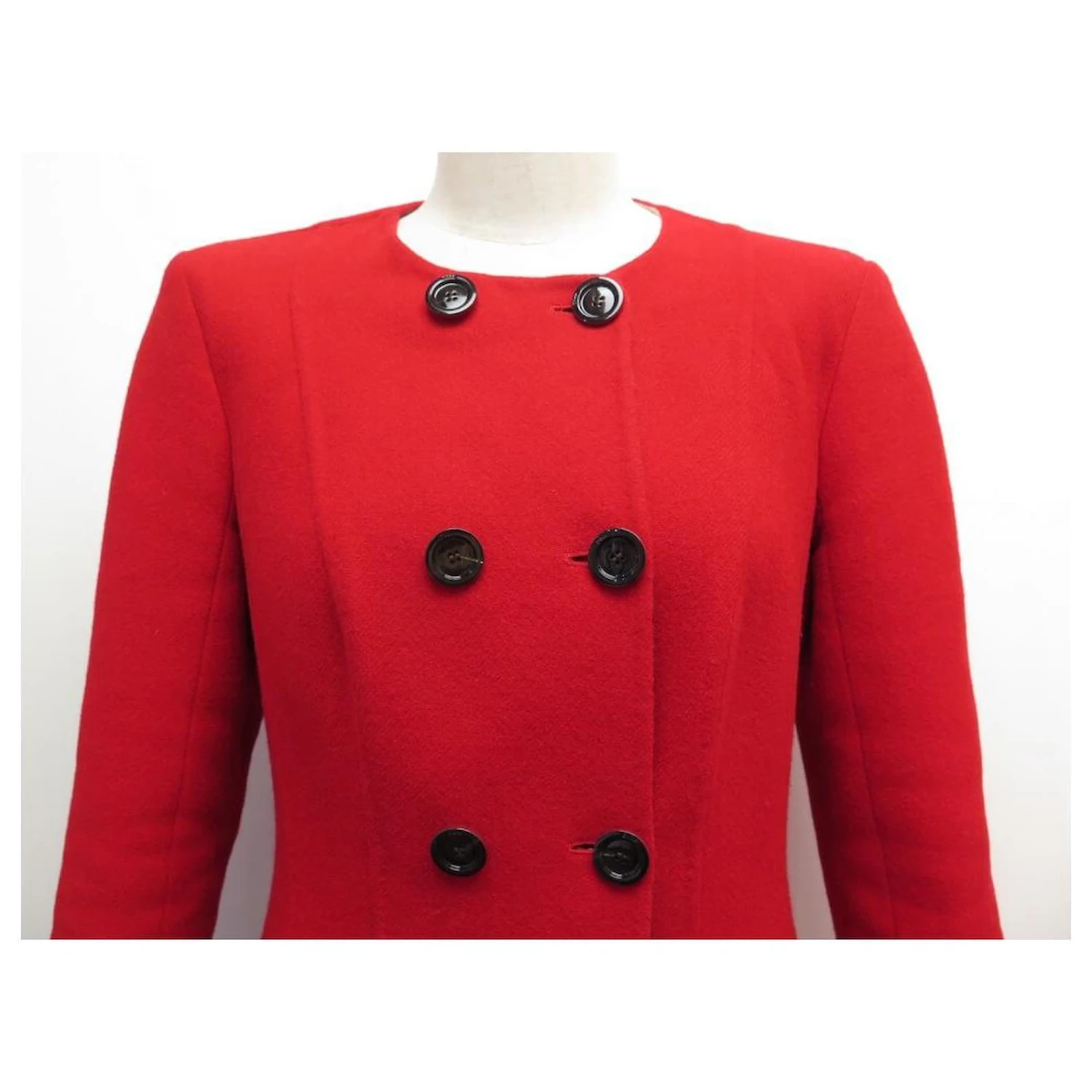 NEUF MANTEAU LONG CHRISTIAN DIOR M 38 EN LAINE ROUGE NEW RED WOOL COAT 2 NEUF MANTEAU LONG CHRISTIAN DIOR M 38 EN LAINE ROUGE NEW RED WOOL COAT – Image 2