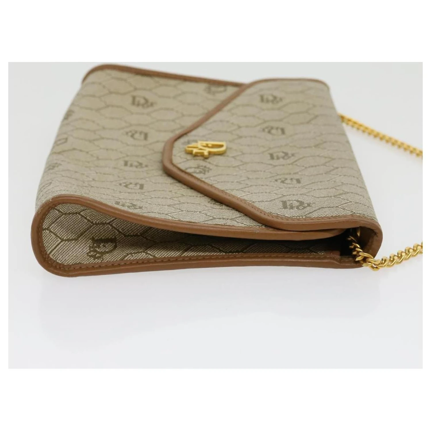 Christian Dior Honeycomb Chain Sac à Bandoulière En Cuir PVC Beige Auth Ar7196 3 Christian Dior Honeycomb Chain Sac à Bandoulière En Cuir PVC Beige Auth Ar7196 – Image 3