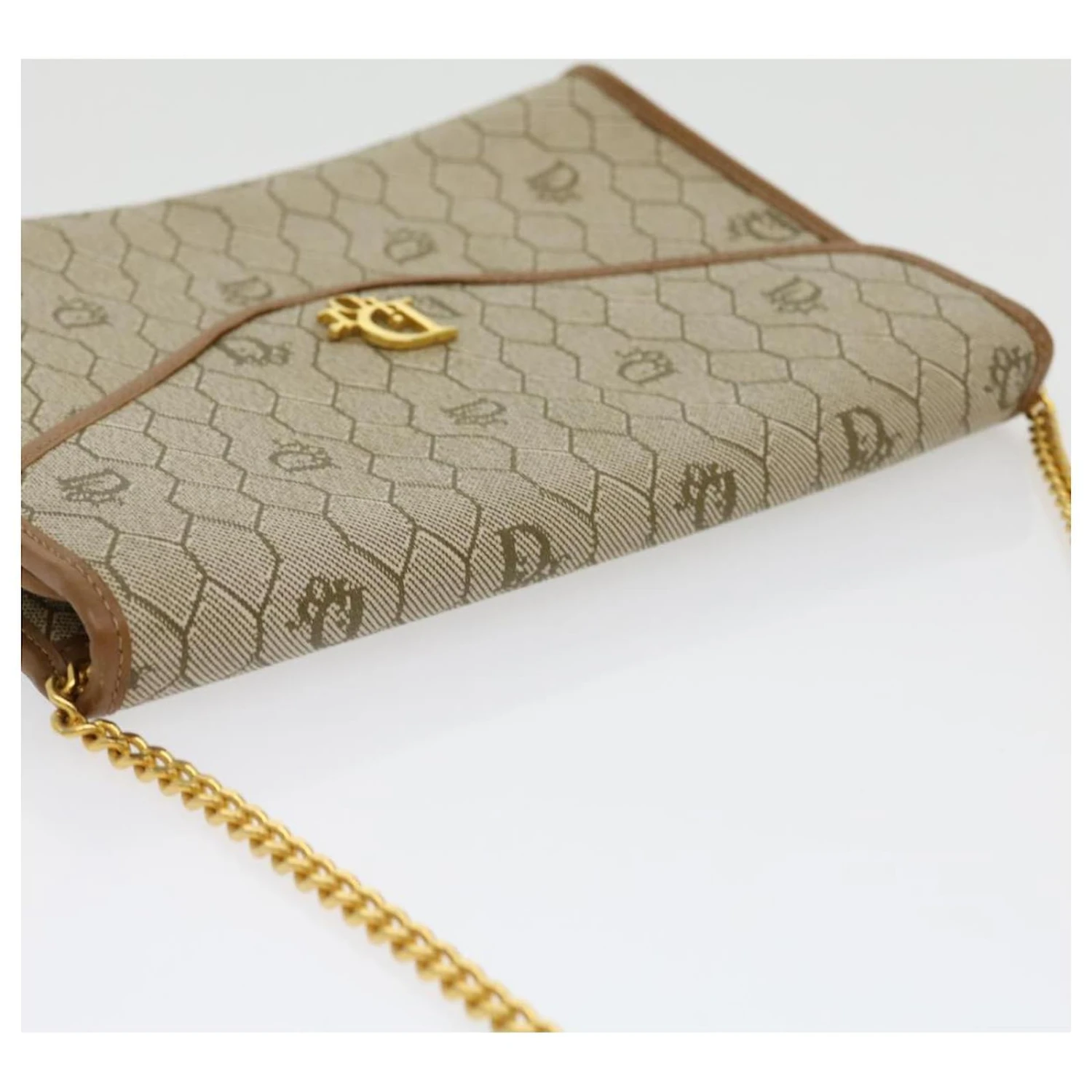 Christian Dior Honeycomb Chain Sac à Bandoulière En Cuir PVC Beige Auth Ar7196 6 Christian Dior Honeycomb Chain Sac à Bandoulière En Cuir PVC Beige Auth Ar7196 – Image 6