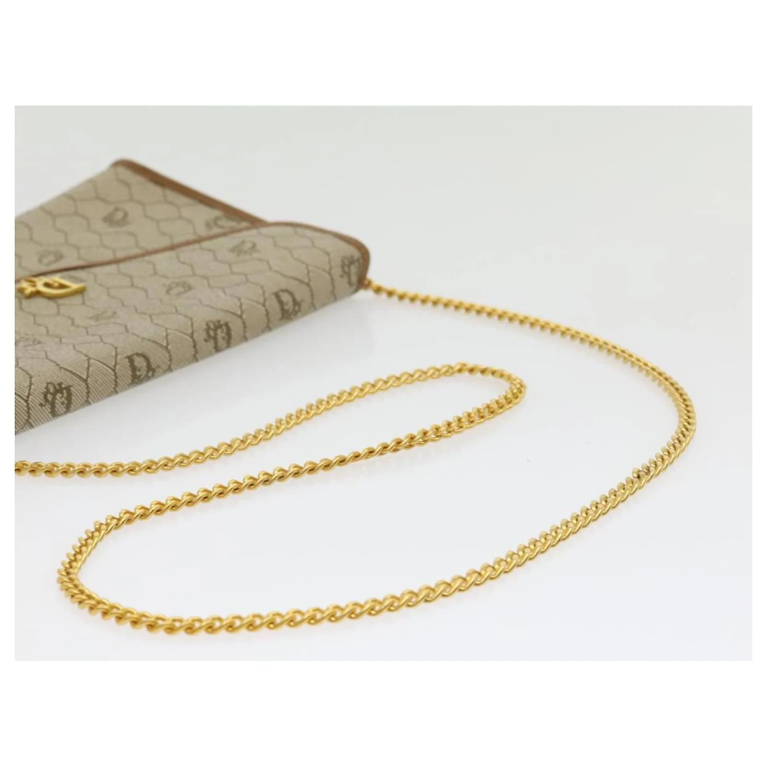 Christian Dior Honeycomb Chain Sac à Bandoulière En Cuir PVC Beige Auth Ar7196 7 Christian Dior Honeycomb Chain Sac à Bandoulière En Cuir PVC Beige Auth Ar7196 – Image 7