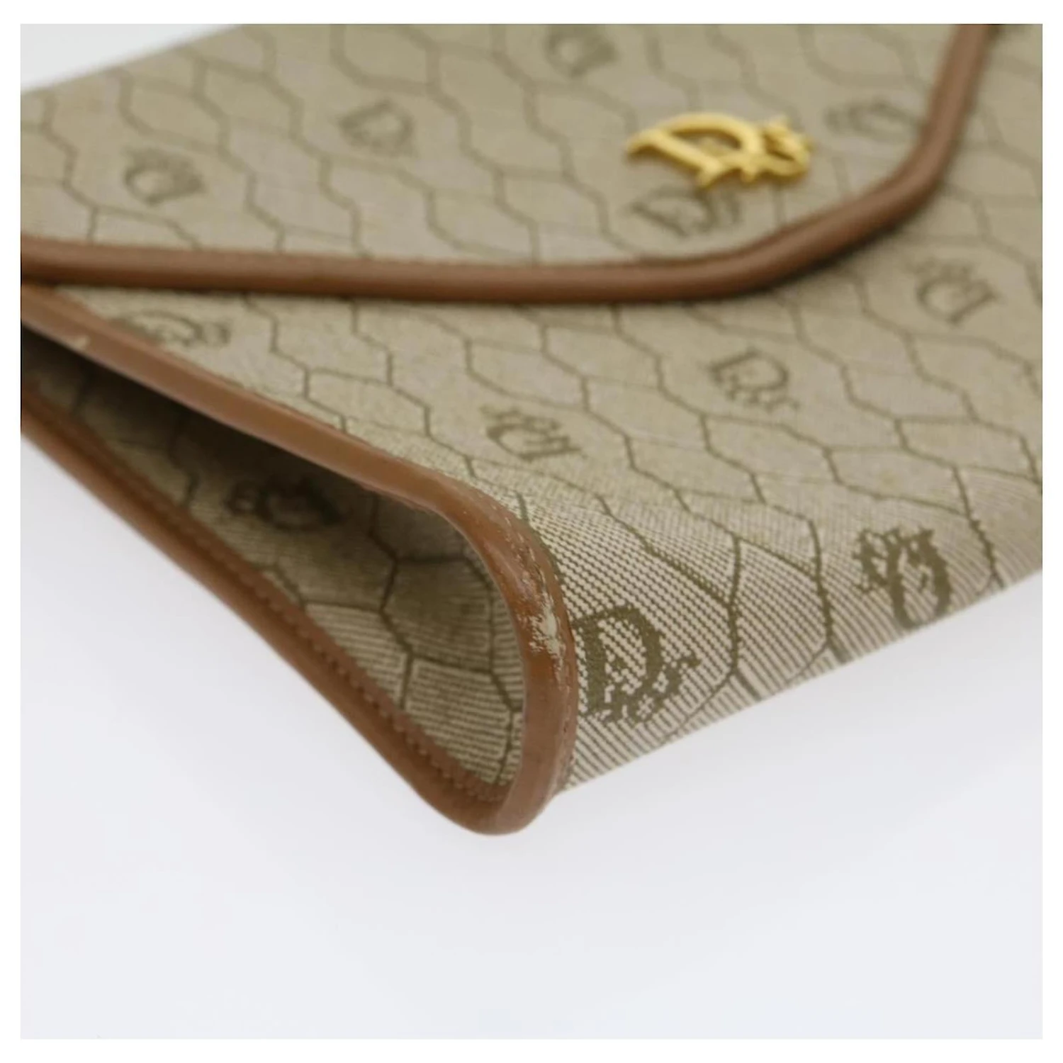 Christian Dior Honeycomb Chain Sac à Bandoulière En Cuir PVC Beige Auth Ar7196 8 Christian Dior Honeycomb Chain Sac à Bandoulière En Cuir PVC Beige Auth Ar7196 – Image 8