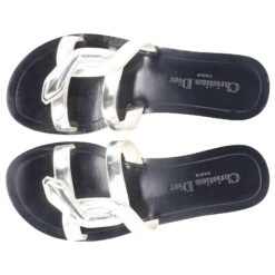 Sandales à Enfiler Christian Dior En Cuir Argenté -Outlet Élégance DIOR 630395 5