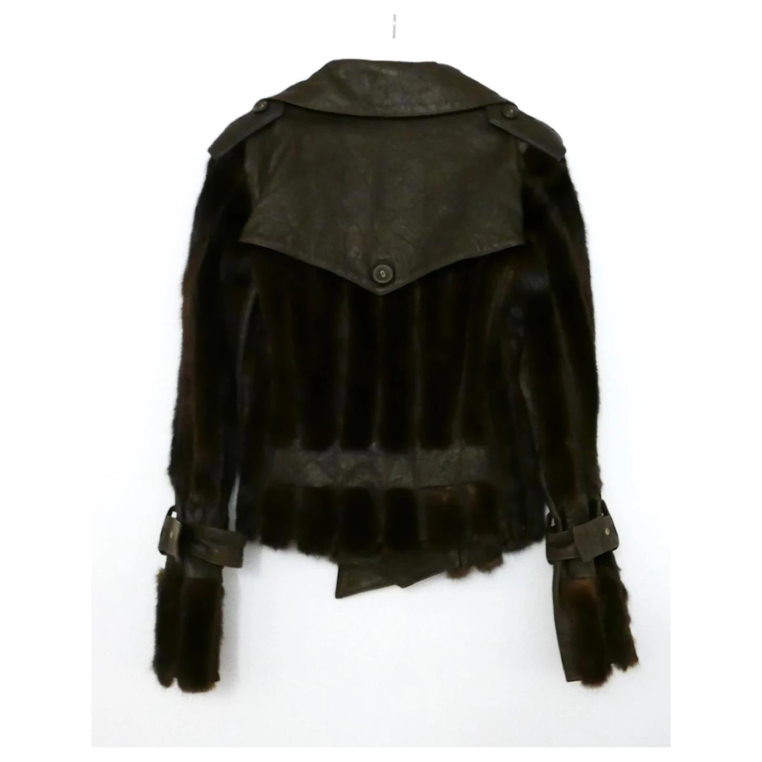 L'automne De Christian Dior X John Galliano 2006 Vison, Perfecto En Cuir Et Tulle Marron 3 L'automne De Christian Dior X John Galliano 2006 Vison, Perfecto En Cuir Et Tulle Marron – Image 3