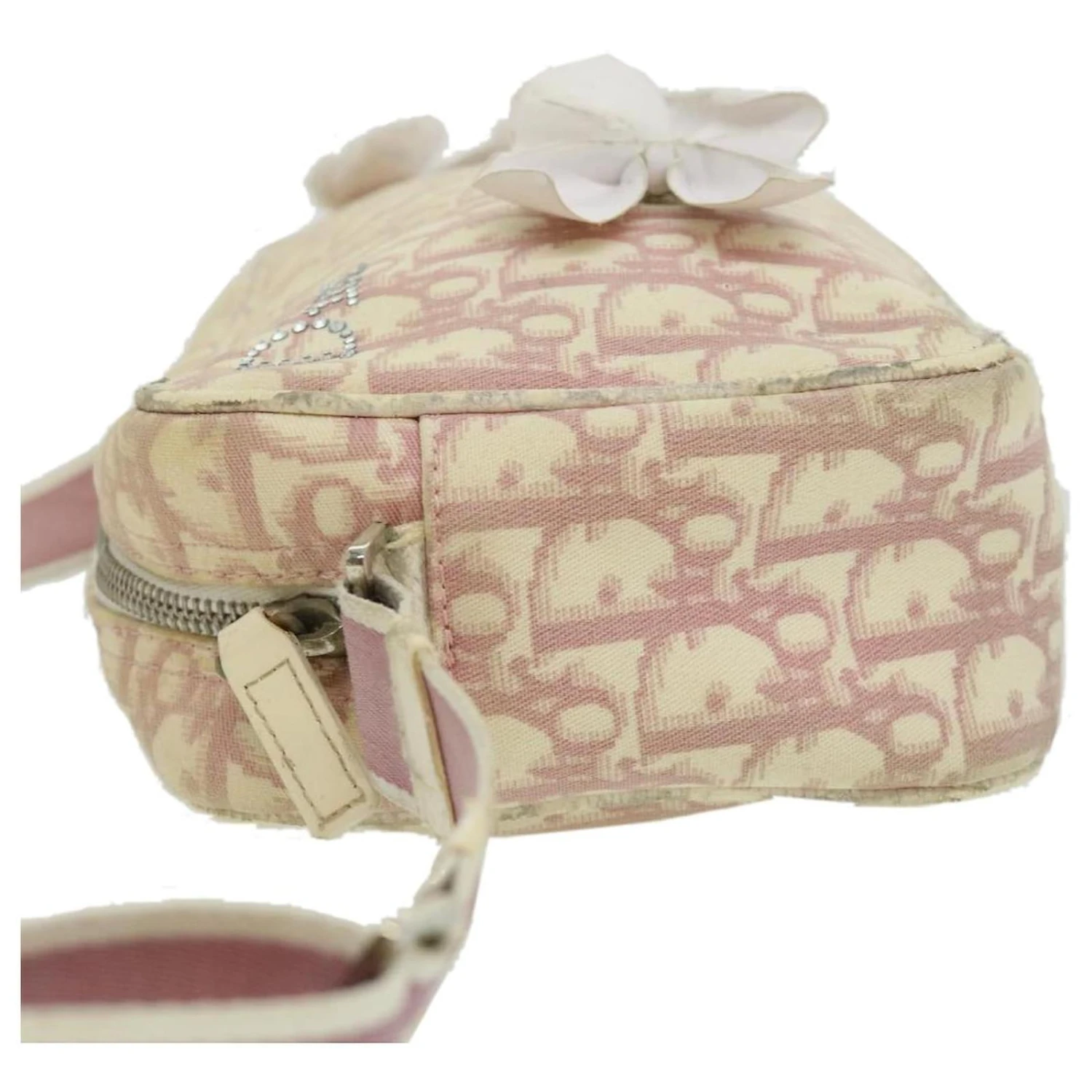 Christian Dior TrotterSac à Bandoulière Fleur En Toile Rose Auth Rd2902 4 Christian Dior TrotterSac à Bandoulière Fleur En Toile Rose Auth Rd2902 – Image 4