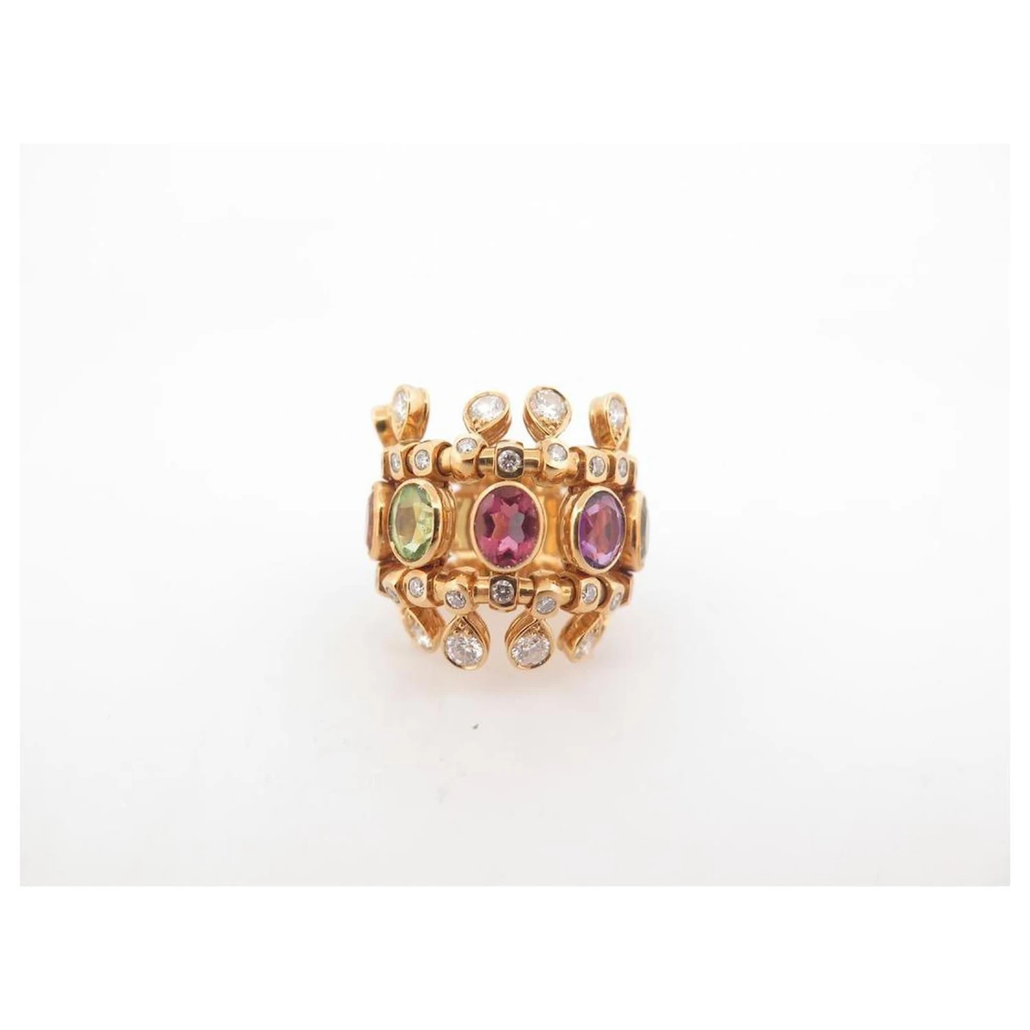 BAGUE DIOR JOAILLERIE QUATRE EPICES OR 18K DIAMANTS 8 PIERRES 4.9 CT RING Doré 2 BAGUE DIOR JOAILLERIE QUATRE EPICES OR 18K DIAMANTS 8 PIERRES 4.9 CT RING Doré – Image 2