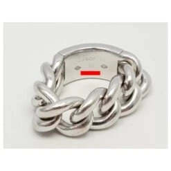 BAGUE CHRISTIAN DIOR GOURMETTE GM OR BLANC 38 DIAMANTS 0.8CT GOLD RING Argenté -Outlet Élégance DIOR 678872 6