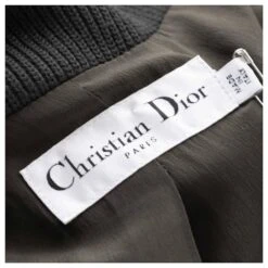 Veste Dior En Feutre De Laine Kaki Avec Empiècement Tricot & Col Fourrure Vert -Outlet Élégance DIOR 698454 9