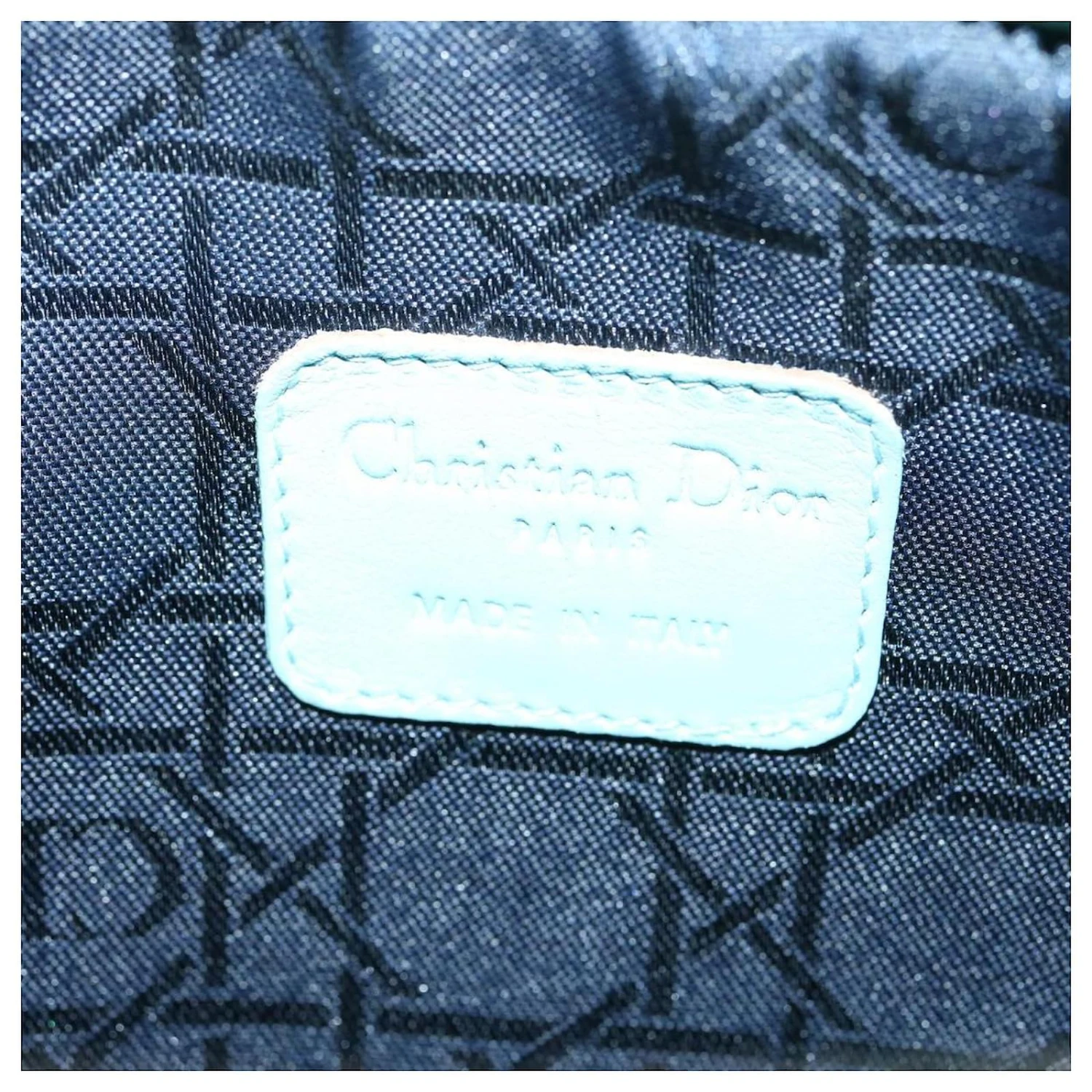 Christian Dior Pochette Lady Dior Canage Agneau Bleu Auth Am3267 10 Christian Dior Pochette Lady Dior Canage Agneau Bleu Auth Am3267 – Image 10