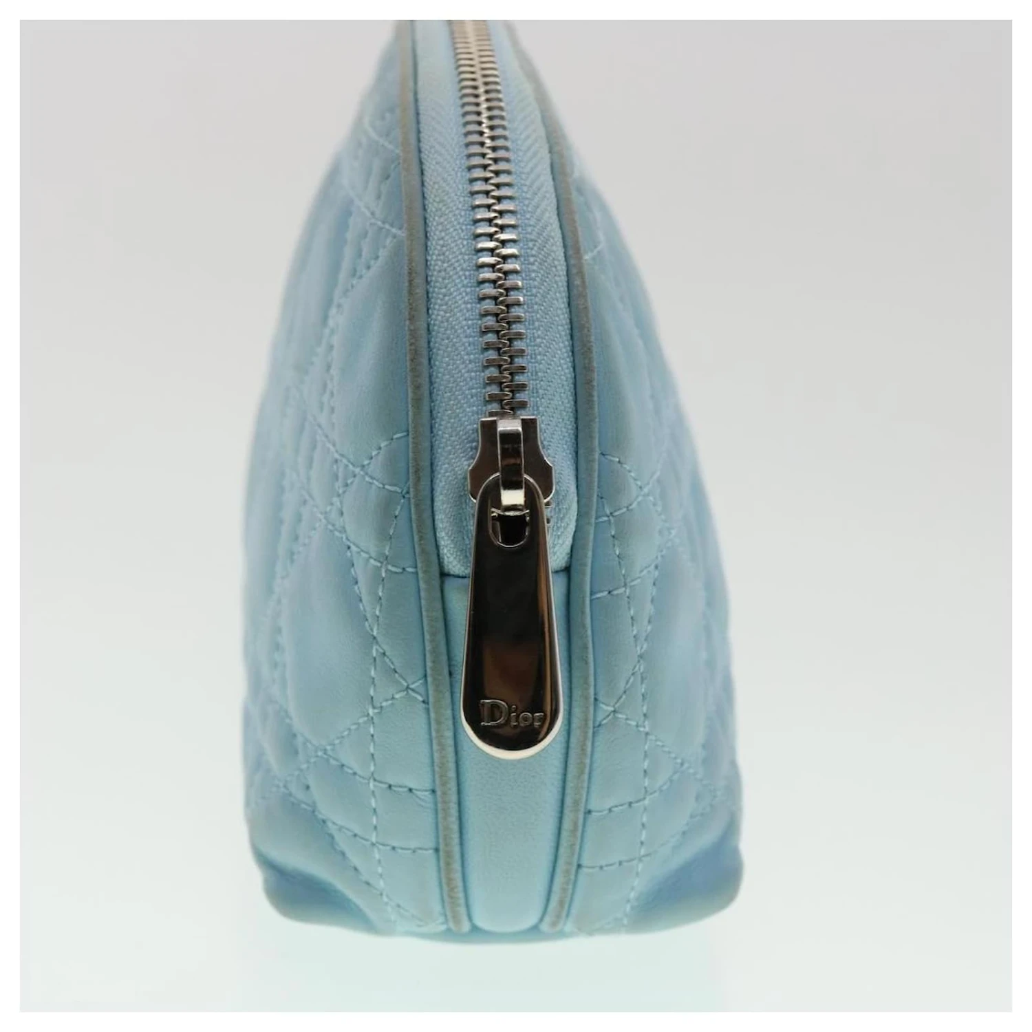 Christian Dior Pochette Lady Dior Canage Agneau Bleu Auth Am3267 4 Christian Dior Pochette Lady Dior Canage Agneau Bleu Auth Am3267 – Image 4