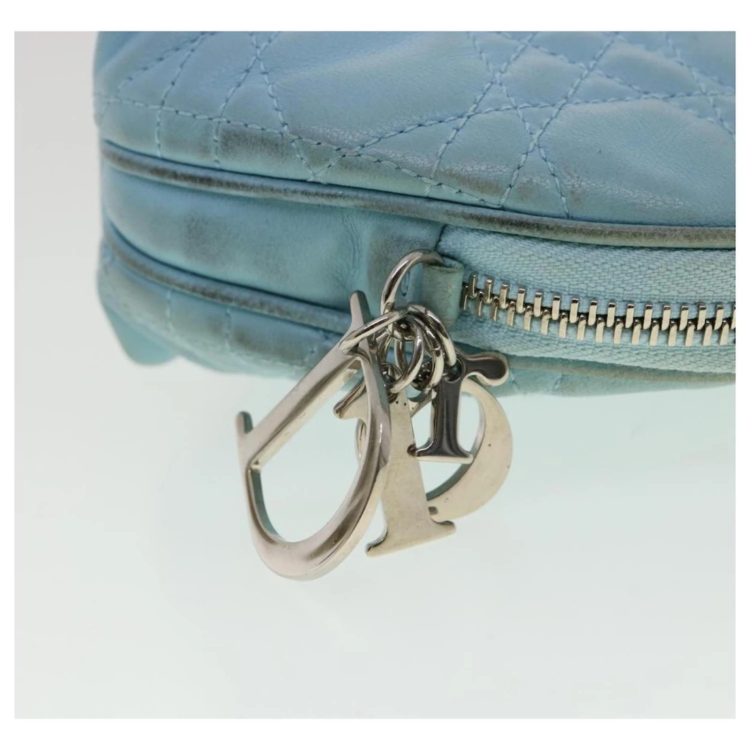 Christian Dior Pochette Lady Dior Canage Agneau Bleu Auth Am3267 6 Christian Dior Pochette Lady Dior Canage Agneau Bleu Auth Am3267 – Image 6