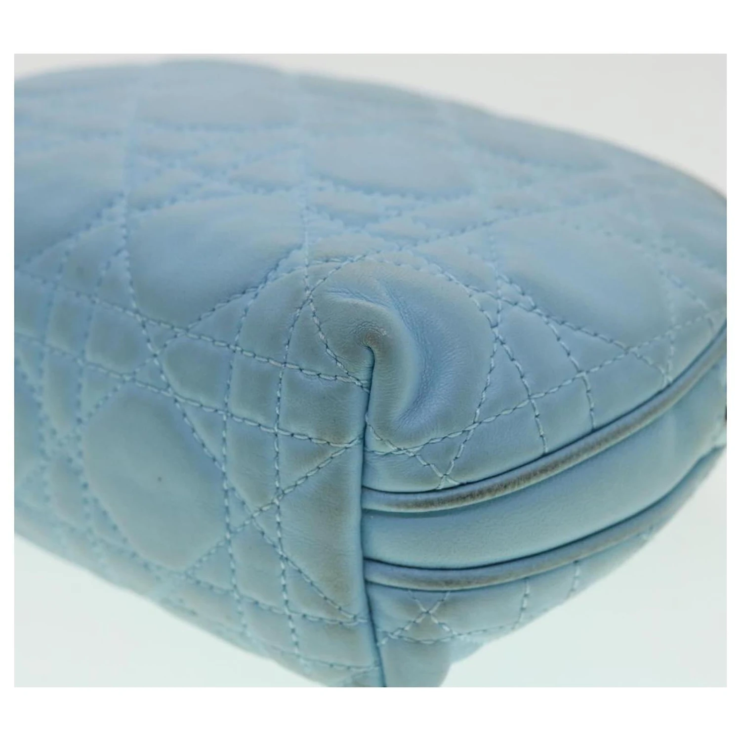 Christian Dior Pochette Lady Dior Canage Agneau Bleu Auth Am3267 8 Christian Dior Pochette Lady Dior Canage Agneau Bleu Auth Am3267 – Image 8