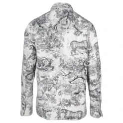 Christian Dior Chemise à Manches Longues En Toile De Jouy Boutonnée Sur Le Devant En Coton Blanc Et Noir -Outlet Élégance DIOR 715877 3
