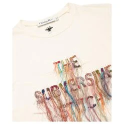 Dior T-shirt à Franges Blanc -Outlet Élégance DIOR 740340 5