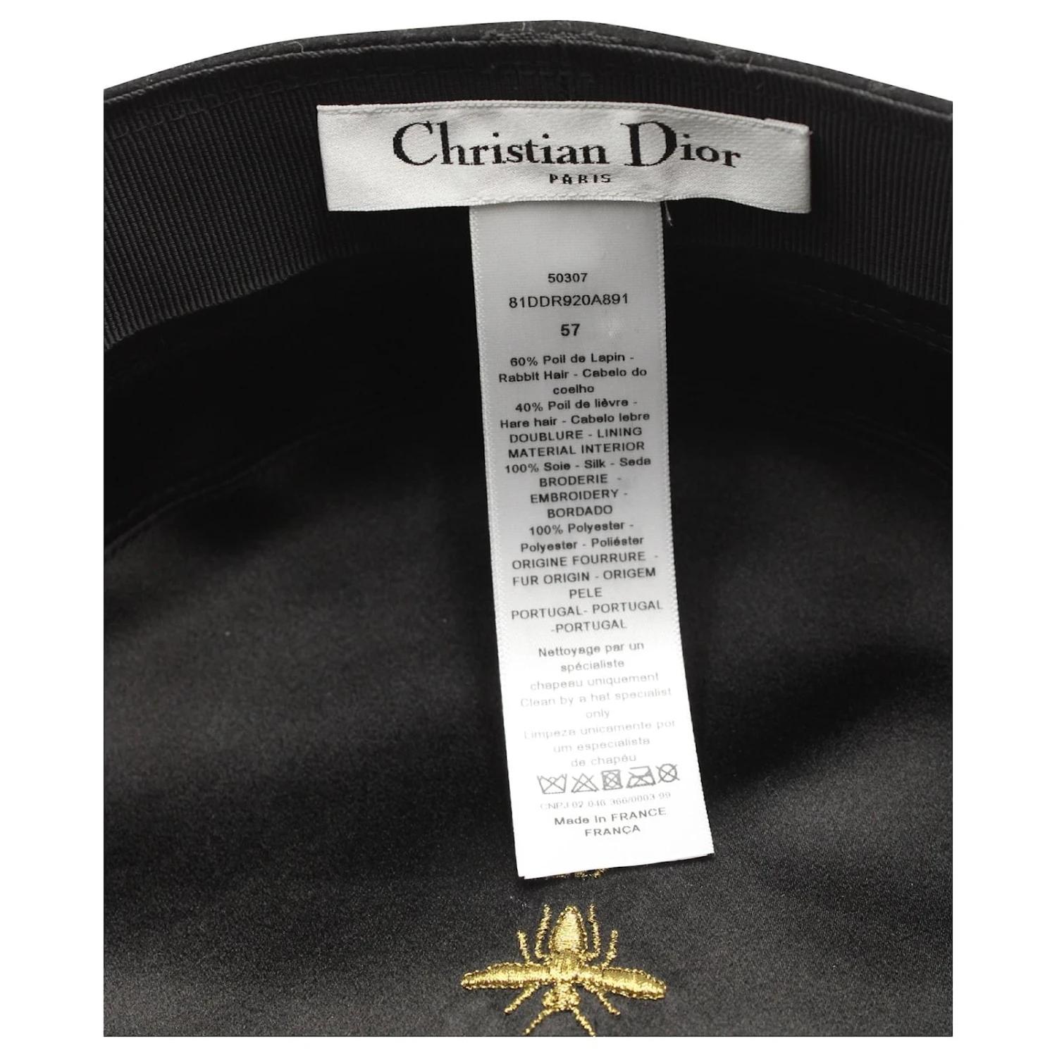 Casquette Militaire Logo Brodé Dior En Poil De Lapin Noir 6 Casquette Militaire Logo Brodé Dior En Poil De Lapin Noir – Image 6