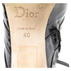 CHAUSSURES CHRISTIAN DIOR ESCARPINS D GLAM 40 BOTTINES EN CUIR VERNIS BOOTS Noir -Outlet Élégance DIOR 765073 6