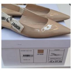 J'Adior Ballerines Slingback Beige -Outlet Élégance DIOR 778188 4