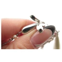 COLLIER CHRISTIAN DIOR STRASS PAMPILLES STRASS & PERLE 42-46 METAL NECKLACE Argenté -Outlet Élégance DIOR 784779 3