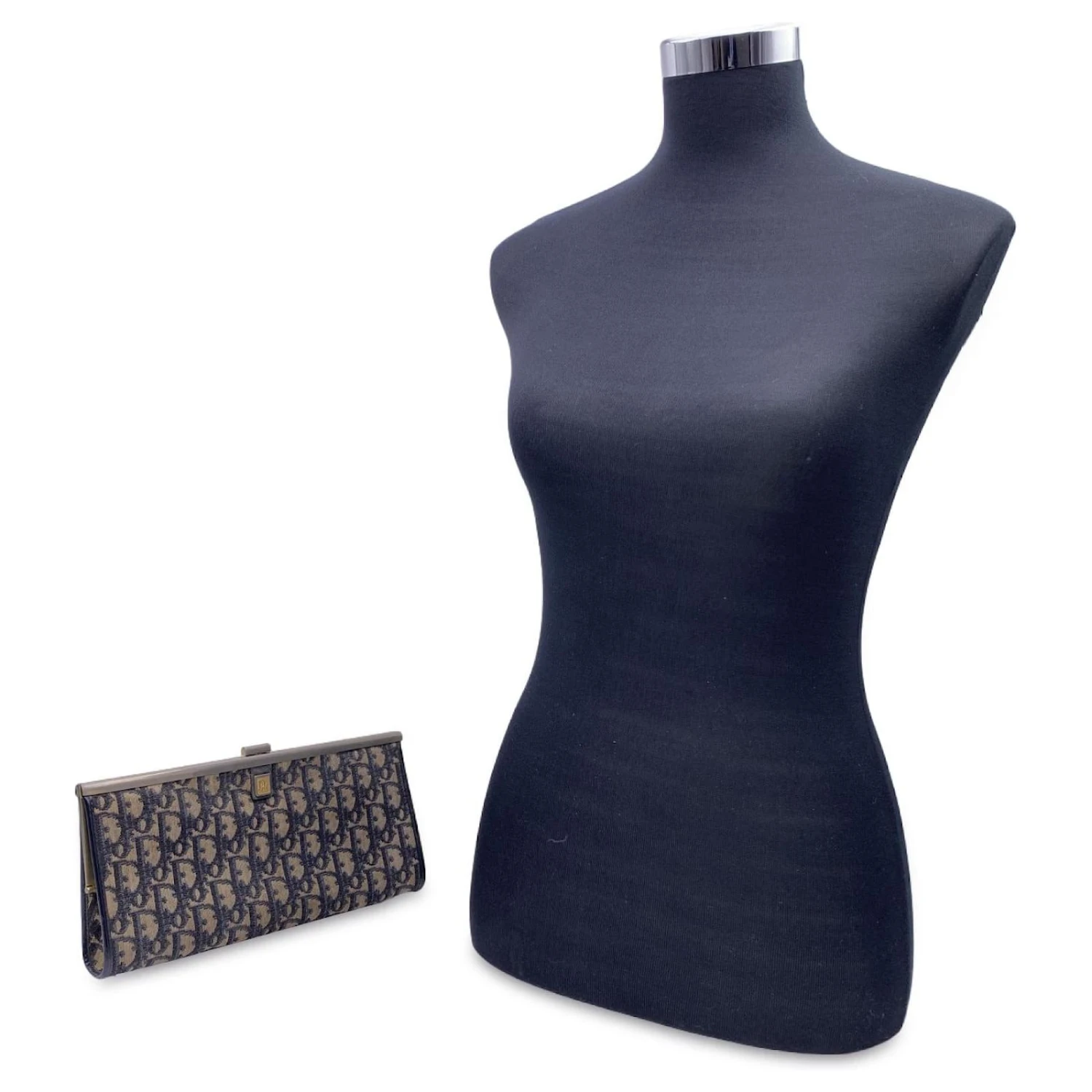 Christian Dior Sac à Main Vintage Blue Logo Tapestry Canvas Clutch Bag Bleu 2 Christian Dior Sac à Main Vintage Blue Logo Tapestry Canvas Clutch Bag Bleu – Image 2