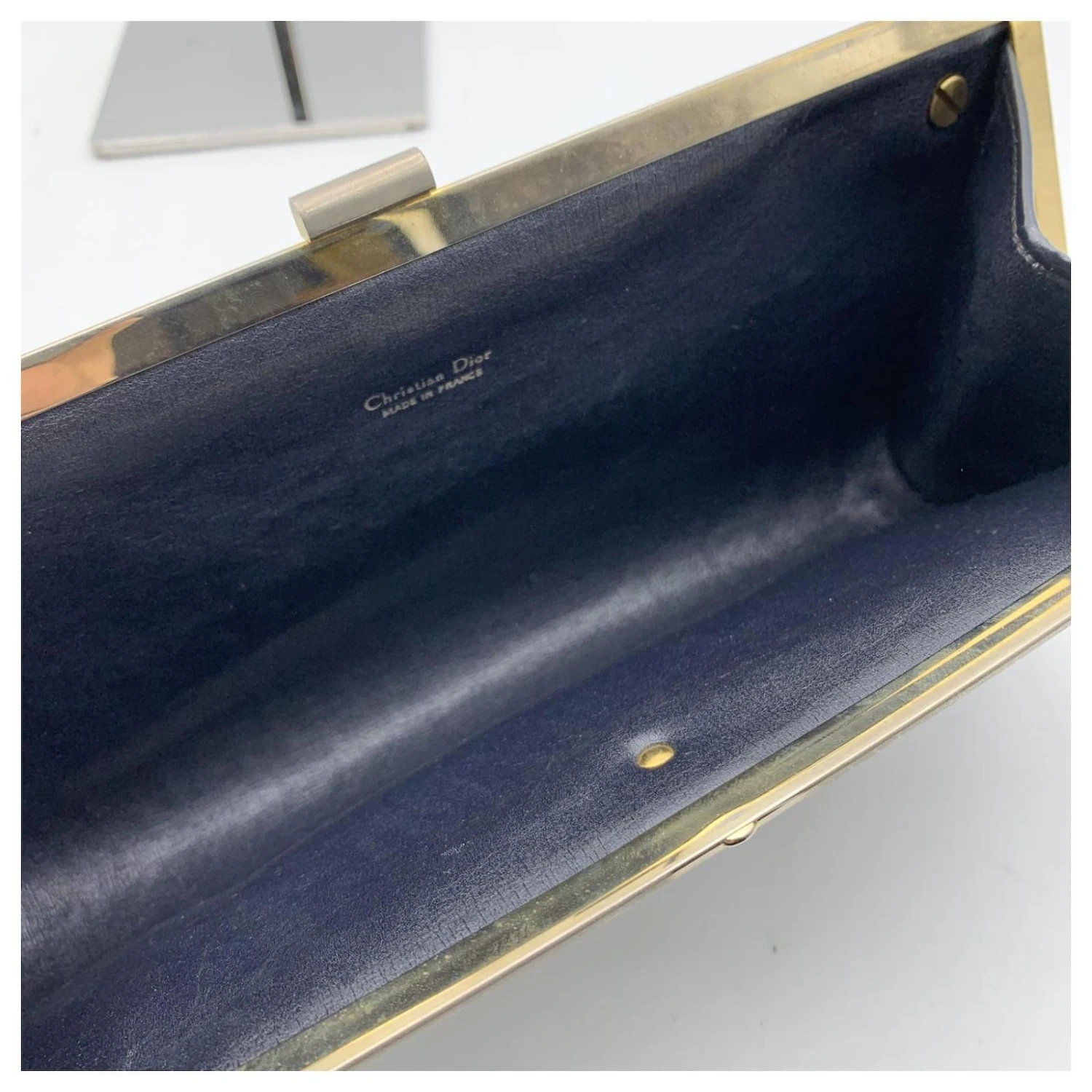 Christian Dior Sac à Main Vintage Blue Logo Tapestry Canvas Clutch Bag Bleu 5 Christian Dior Sac à Main Vintage Blue Logo Tapestry Canvas Clutch Bag Bleu – Image 5