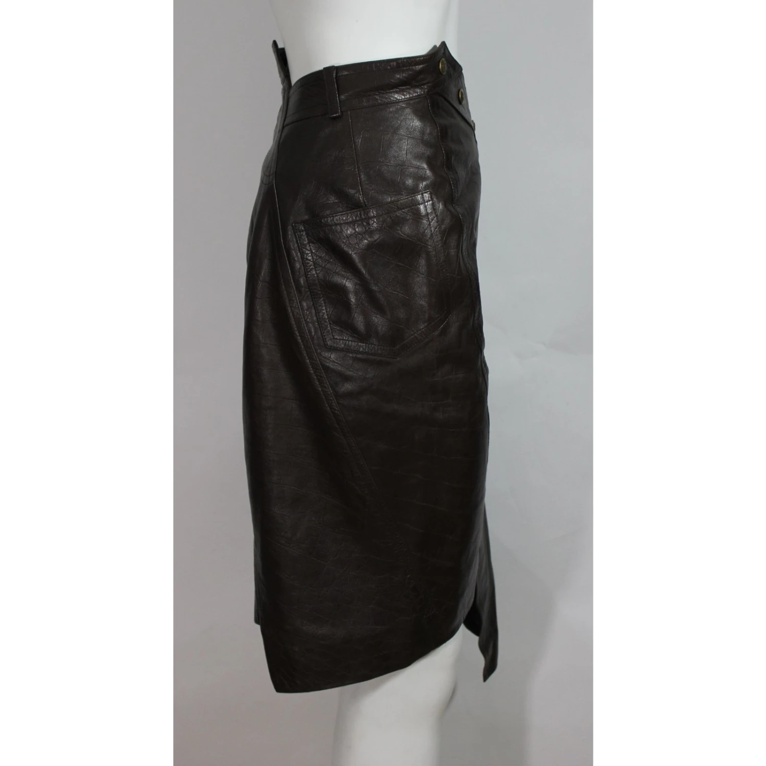 Christian Dior Jupe Cuir Marron 6 Christian Dior Jupe Cuir Marron – Image 6