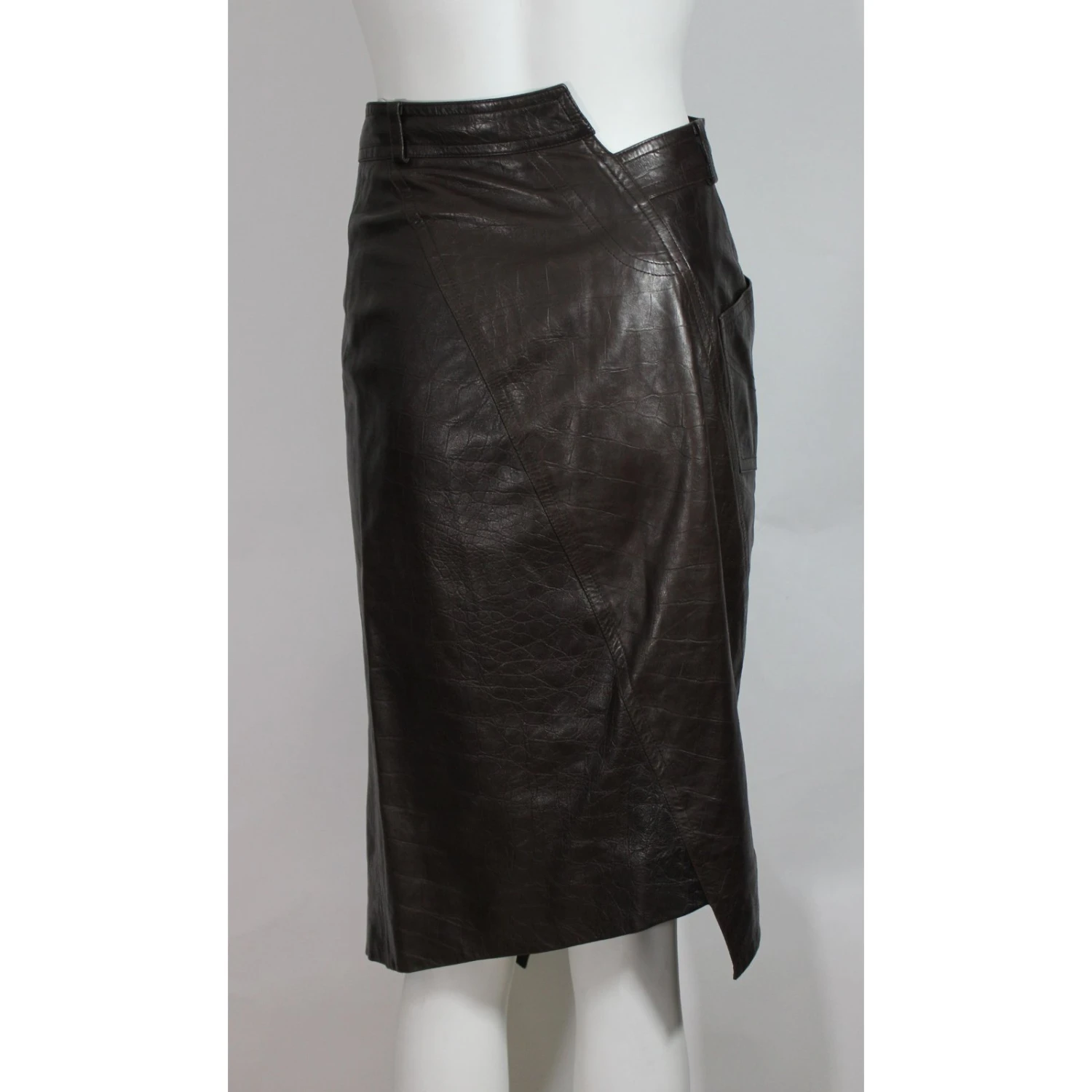 Christian Dior Jupe Cuir Marron 2 Christian Dior Jupe Cuir Marron – Image 2