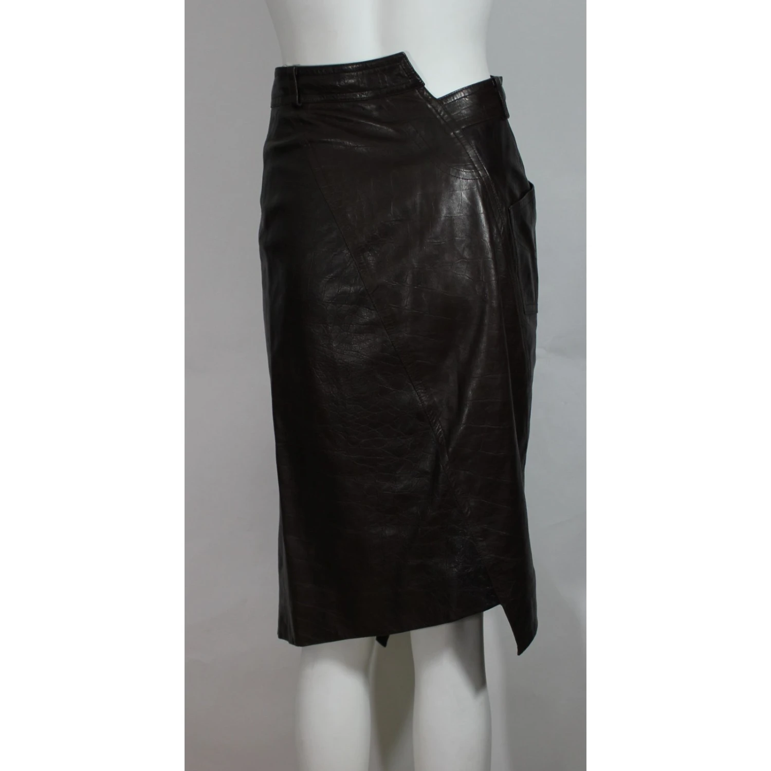 Christian Dior Jupe Cuir Marron 7 Christian Dior Jupe Cuir Marron – Image 7