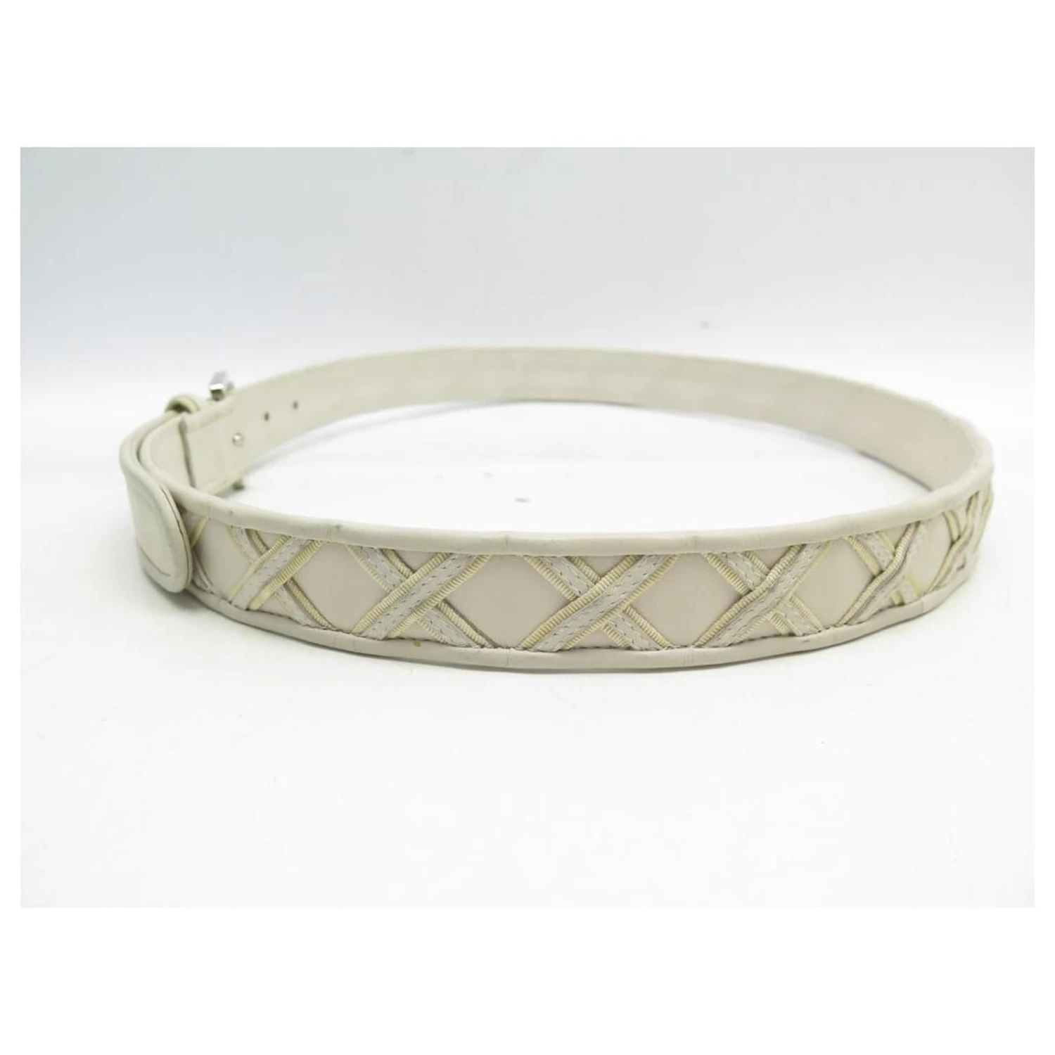 CEINTURE CHRISTIAN DIOR CROIX EN TOILE ET CUIR BEIGE CROSS CANVAS BELT 2 CEINTURE CHRISTIAN DIOR CROIX EN TOILE ET CUIR BEIGE CROSS CANVAS BELT – Image 2