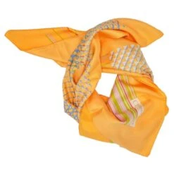 Christian Dior Carré Soie Orange à Motifs Multicolore -Outlet Élégance DIOR 822354 4