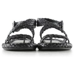 Sandales Tongs à Bride De Cheville En Raphia Tissé Noir Christian Dior -Outlet Élégance DIOR 840654 3