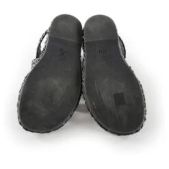 Sandales Tongs à Bride De Cheville En Raphia Tissé Noir Christian Dior -Outlet Élégance DIOR 840654 5