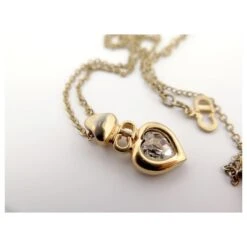 VINTAGE COLLIER PENDENTIF CHRISTIAN DIOR COEUR & LOGO CD ACIER DORE PENDANT Doré -Outlet Élégance DIOR 843411 5