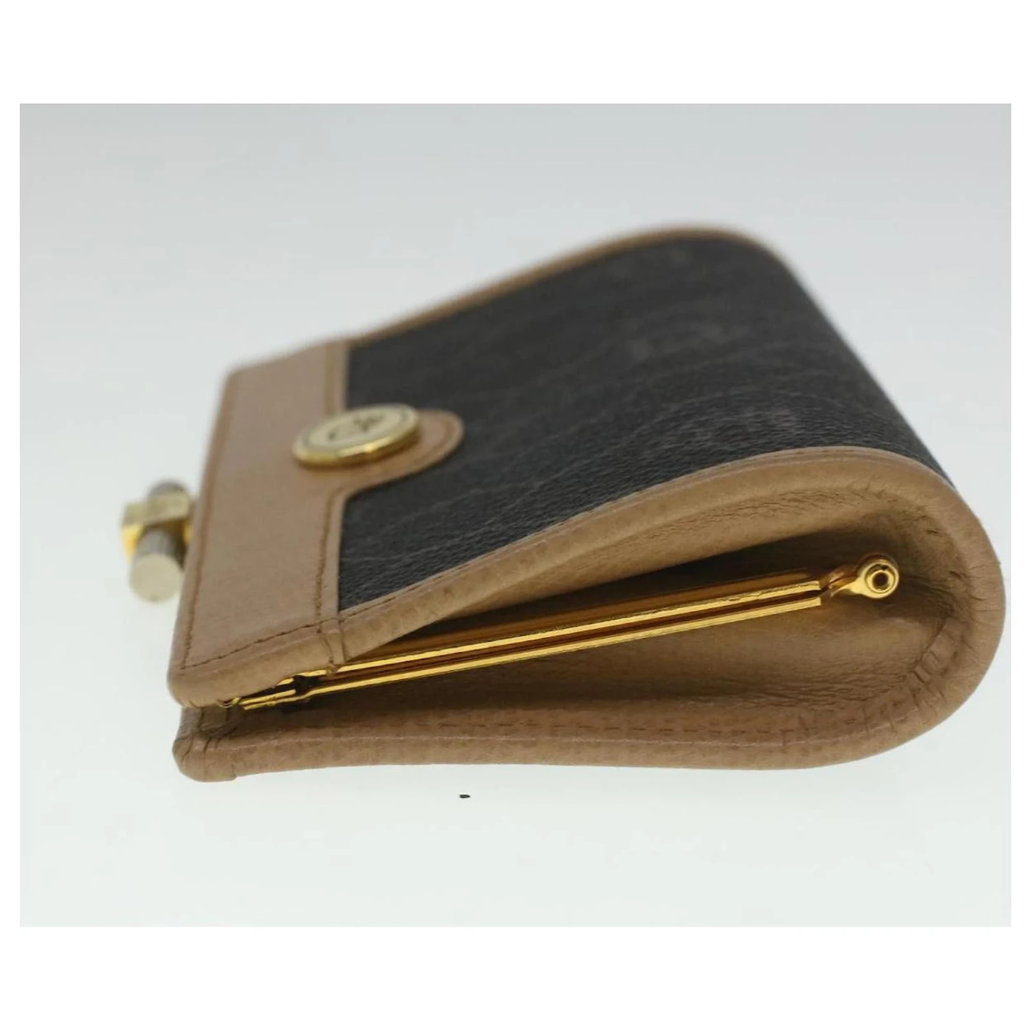 Christian Dior Honeycomb Canvas Porte-Monnaie PVC Cuir Noir Auth 37872 3 Christian Dior Honeycomb Canvas Porte-Monnaie PVC Cuir Noir Auth 37872 – Image 3