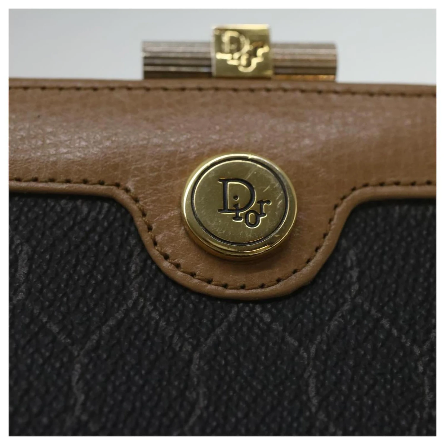 Christian Dior Honeycomb Canvas Porte-Monnaie PVC Cuir Noir Auth 37872 9 Christian Dior Honeycomb Canvas Porte-Monnaie PVC Cuir Noir Auth 37872 – Image 9
