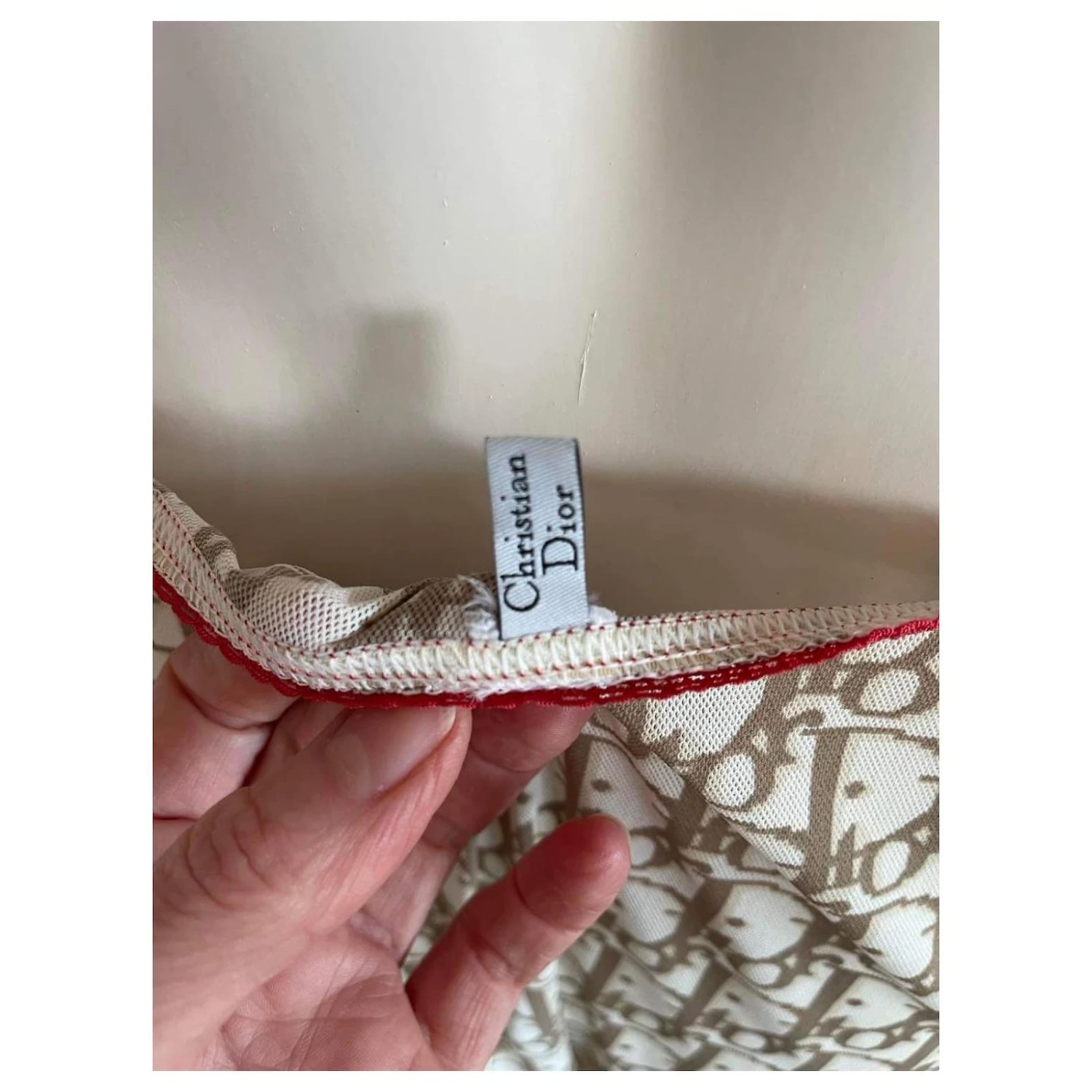 Jupe Christian Dior Monogramme Beige Style Paréo Blanc Rouge 2 Jupe Christian Dior Monogramme Beige Style Paréo Blanc Rouge – Image 2