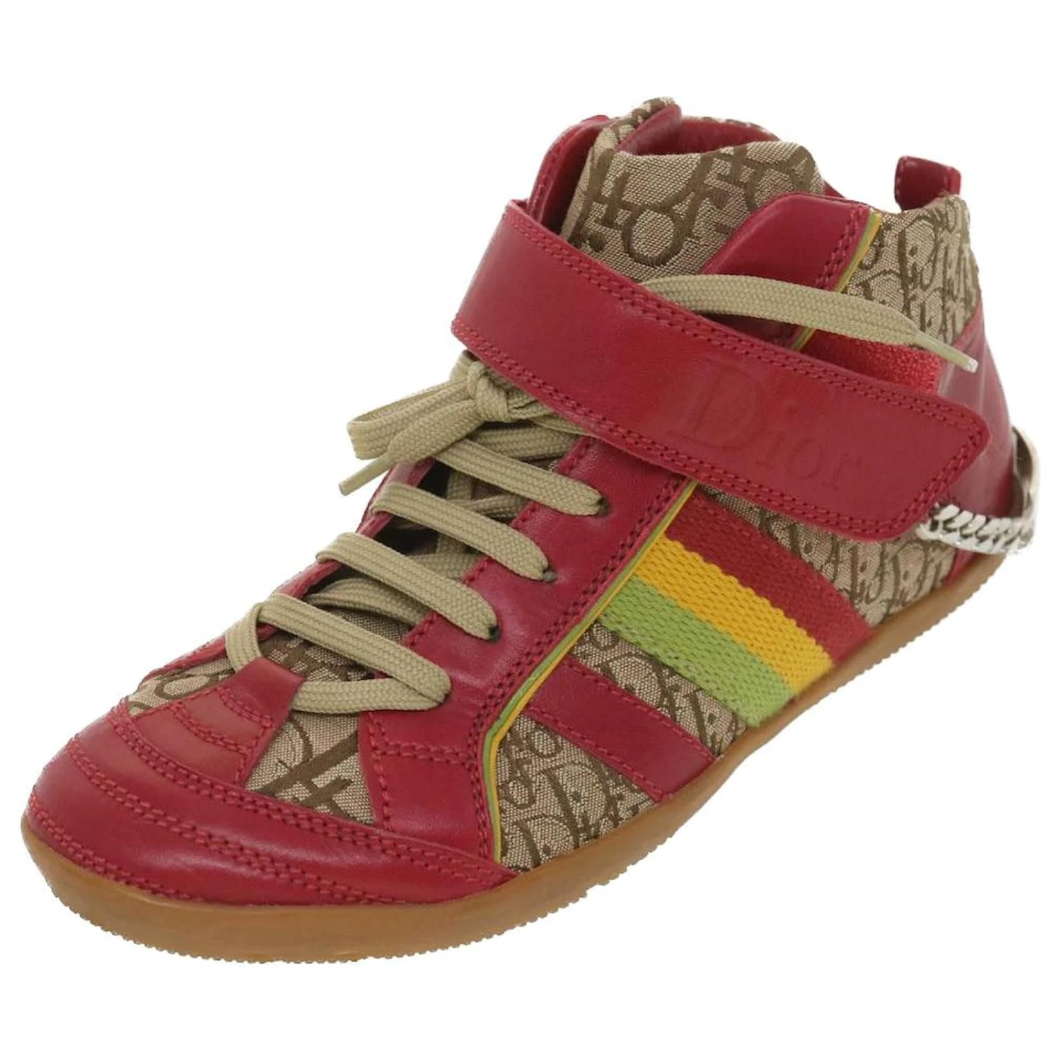 Baskets Christian Dior Rasta Color Baskets Cuir Toile 35 Authentification Rouge 37995 2 Baskets Christian Dior Rasta Color Baskets Cuir Toile 35 Authentification Rouge 37995 – Image 2