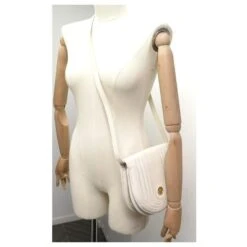 VINTAGE SAC A MAIN CHRISTIAN DIOR BESACE BANDOULIERE CUIR GRAINE BLANC HAND BAG -Outlet Élégance DIOR 855028 5