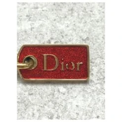 *Boucles D'oreilles Christian Dior Plate Logo Rouge Bijouterie Dorée -Outlet Élégance DIOR 861321 3