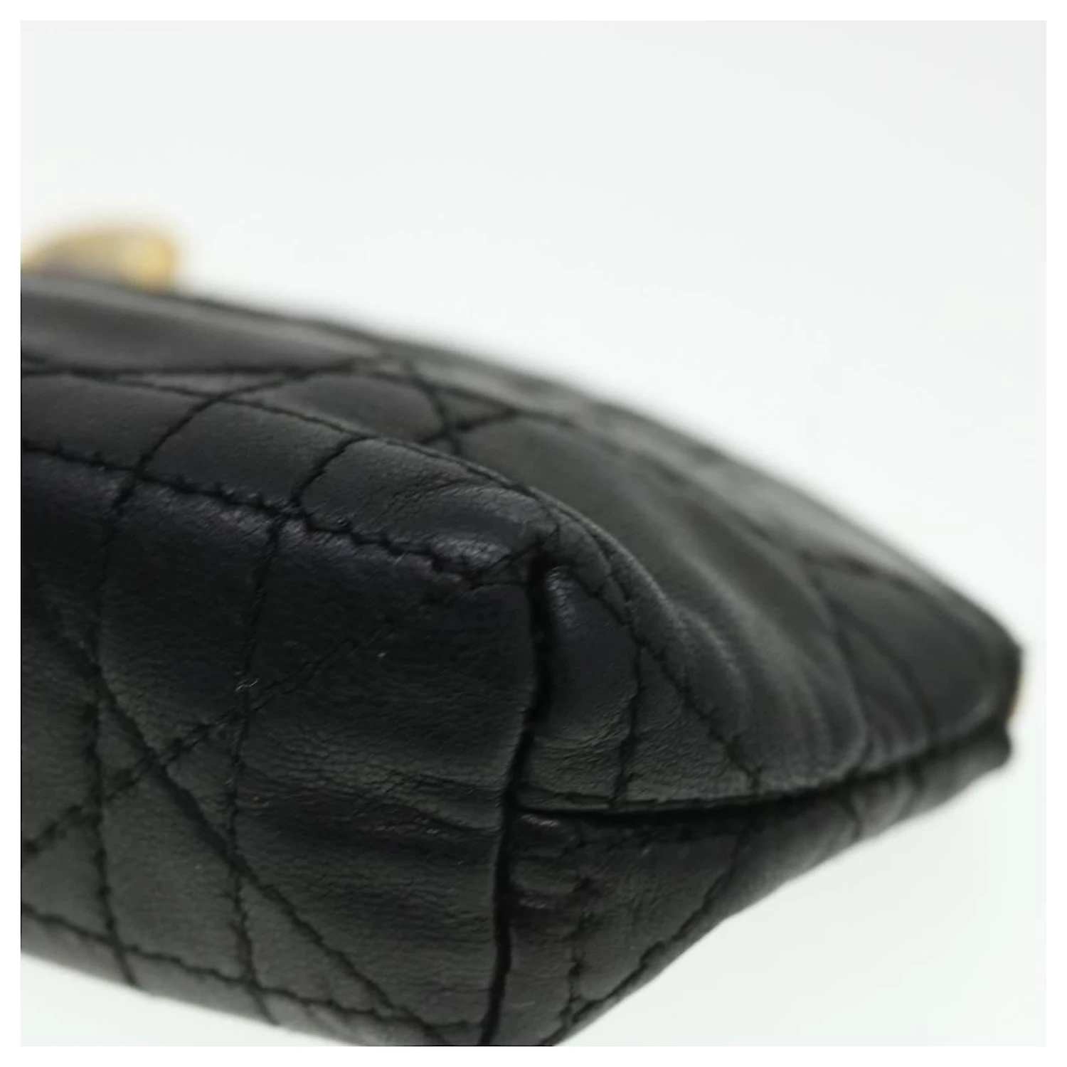 Christian Dior Lady Dior Porte-Monnaie Agneau Noir Auth Bs4707 7 Christian Dior Lady Dior Porte-Monnaie Agneau Noir Auth Bs4707 – Image 7