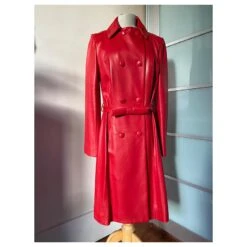 Christian Dior Manteau En Cuir Rouge -Outlet Élégance DIOR 872965 7
